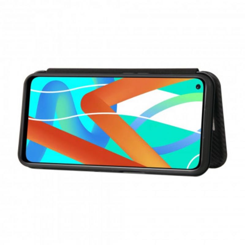 Cover Realme 8 5G Flip Cover Farvet Carbon Silikone