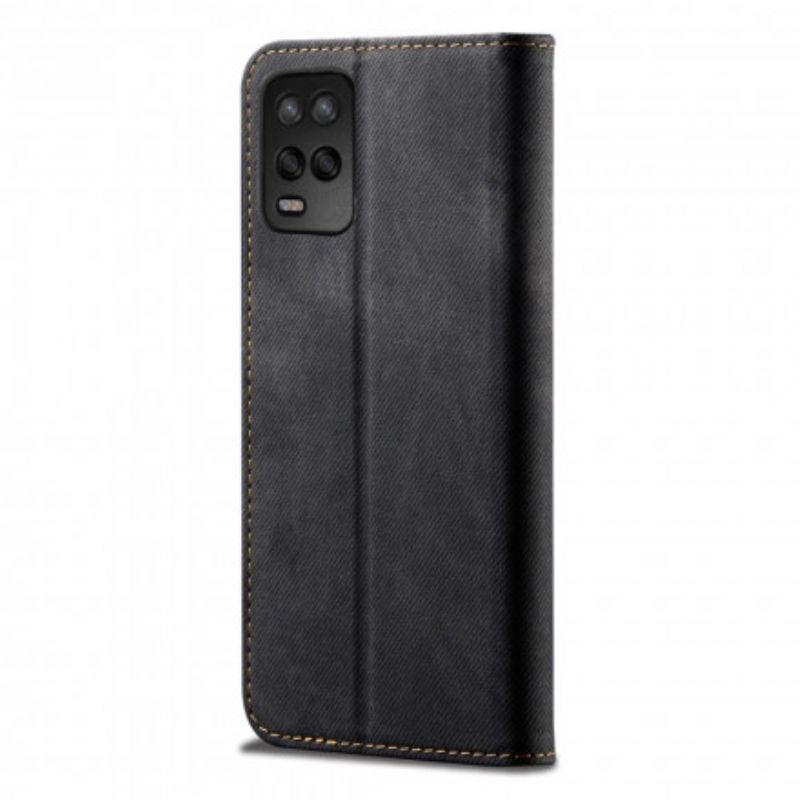 Cover Realme 8 5G Flip Cover Imiteret Læder Jeans Tekstur