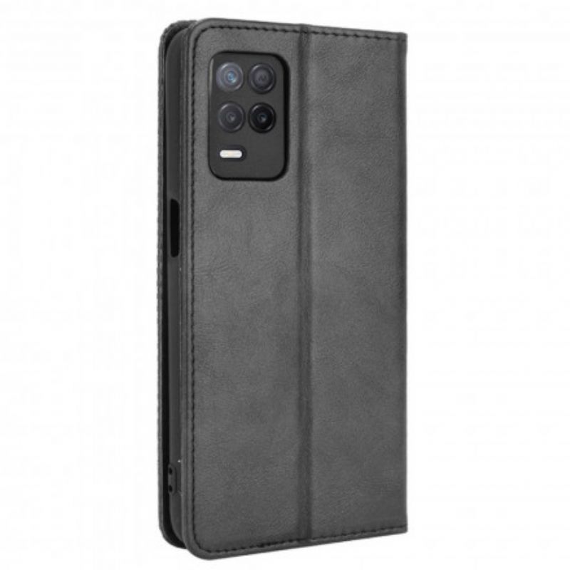 Cover Realme 8 5G Flip Cover Vintage Stiliseret Lædereffekt