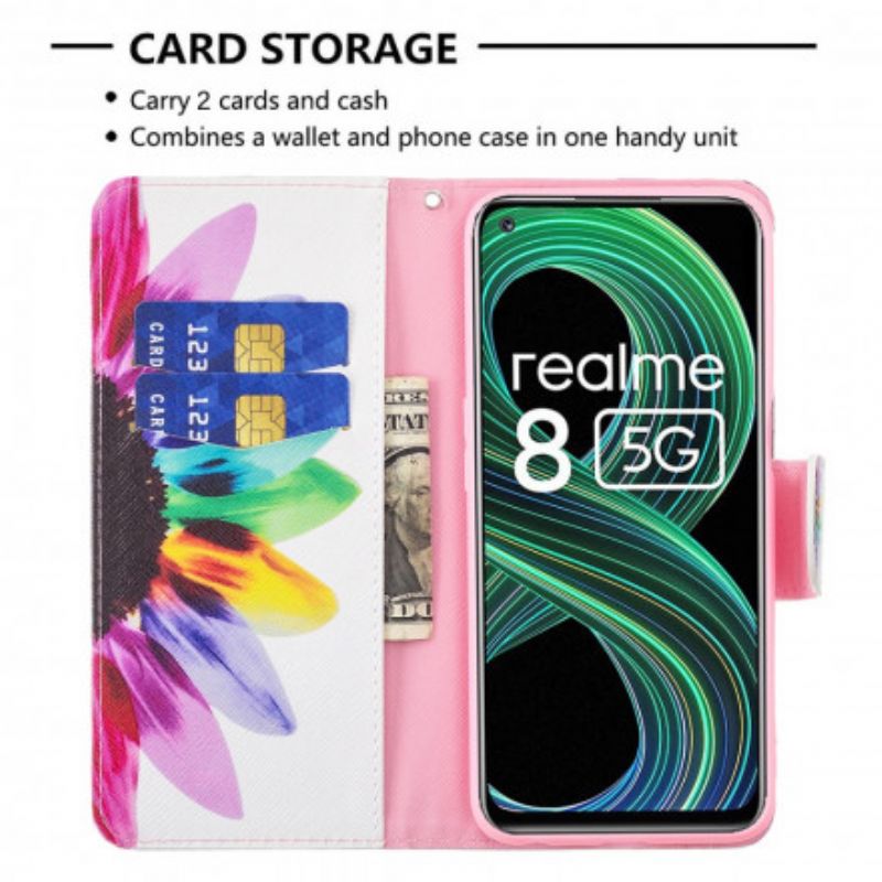 Flip Cover Realme 8 5G Akvarelblomst