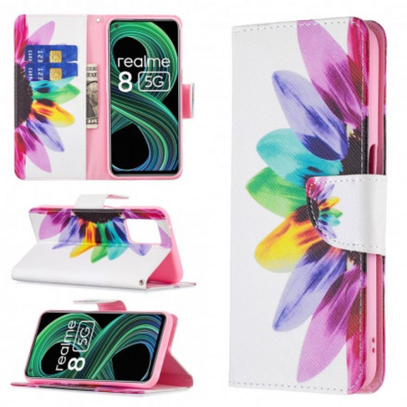 Flip Cover Realme 8 5G Akvarelblomst