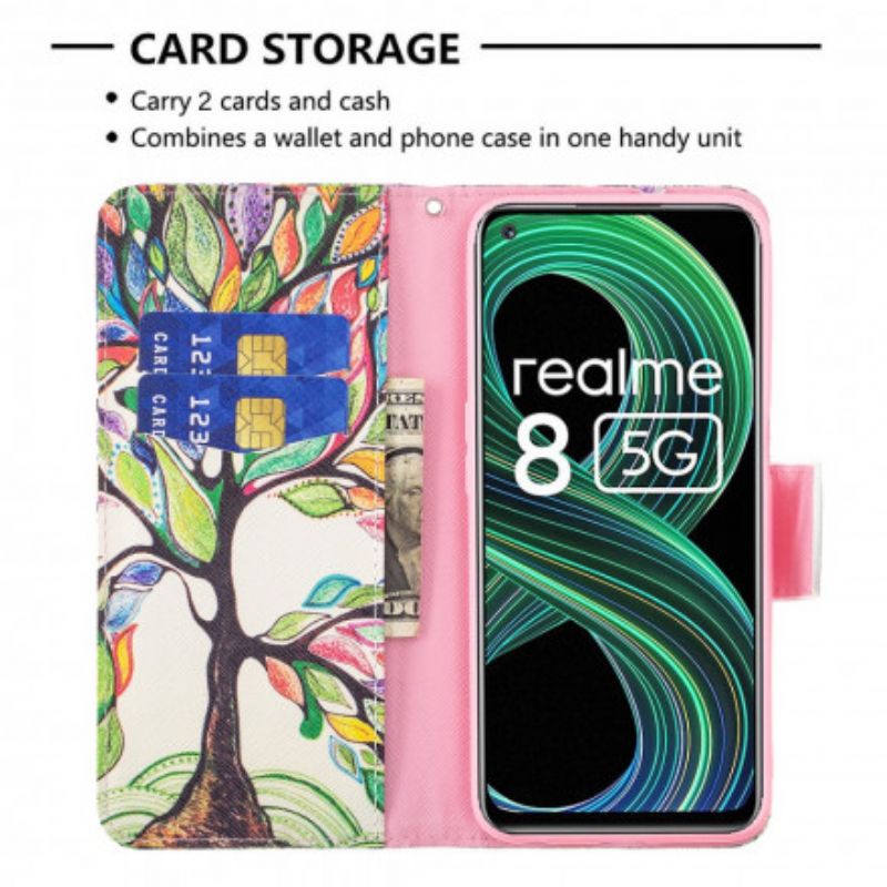 Flip Cover Realme 8 5G Farvet Træ