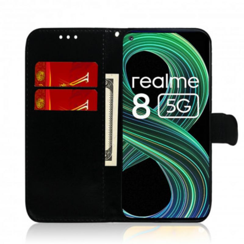 Flip Cover Realme 8 5G Faux Læder Spejlcover