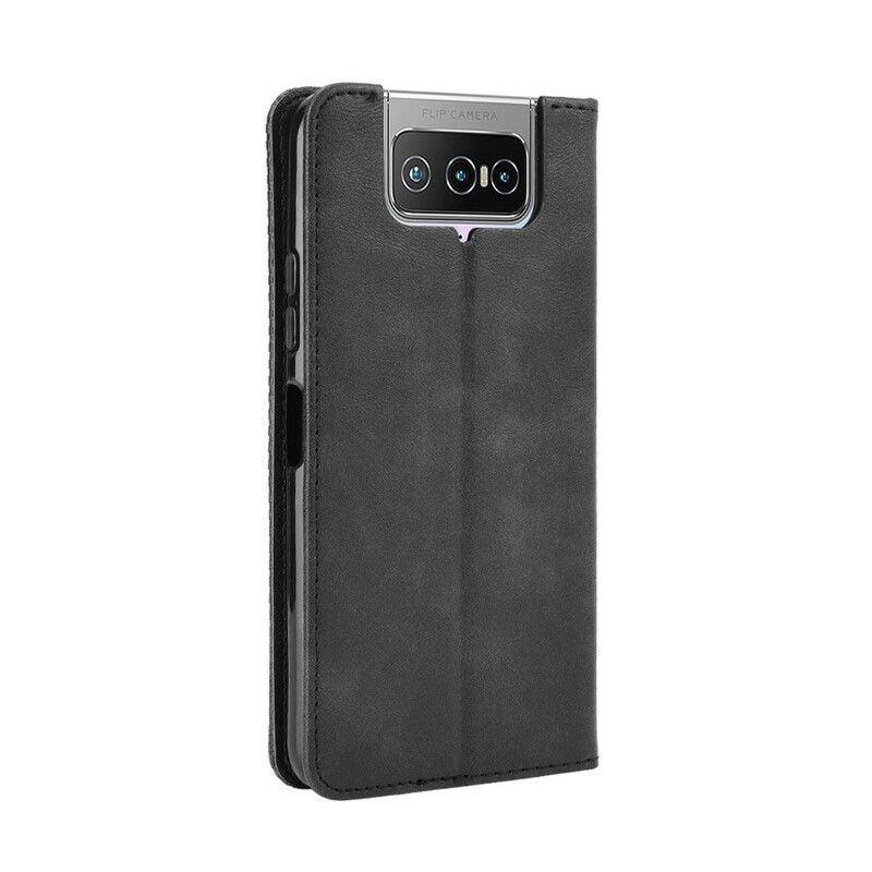 Cover Asus Zenfone 7 / 7 Pro Flip Cover Vintage Stiliseret Lædereffekt