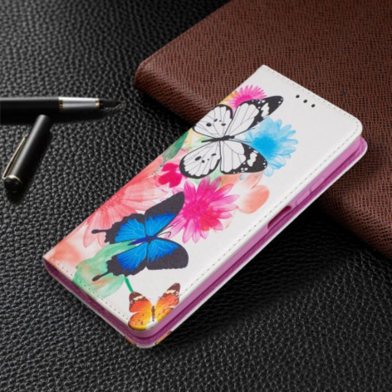 Cover Xiaomi Mi 10T Lite / Redmi Note 9 Pro 5G Flip Cover Farverige Sommerfugle