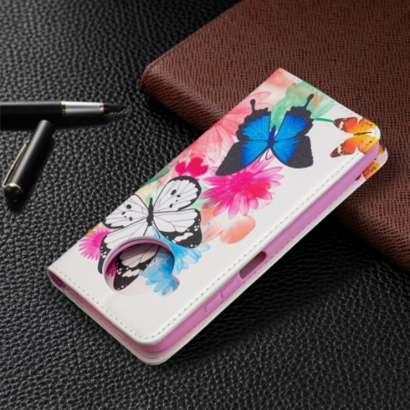 Cover Xiaomi Mi 10T Lite / Redmi Note 9 Pro 5G Flip Cover Farverige Sommerfugle