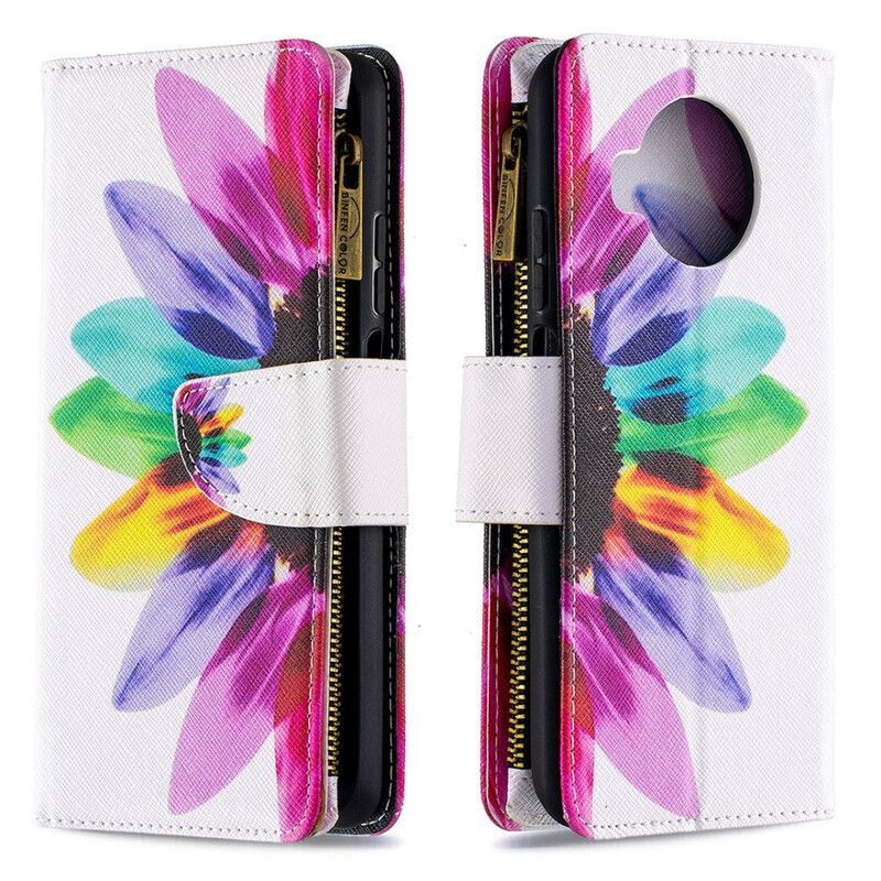 Flip Cover Xiaomi Mi 10T Lite / Redmi Note 9 Pro 5G Blomsterlomme Med Lynlås