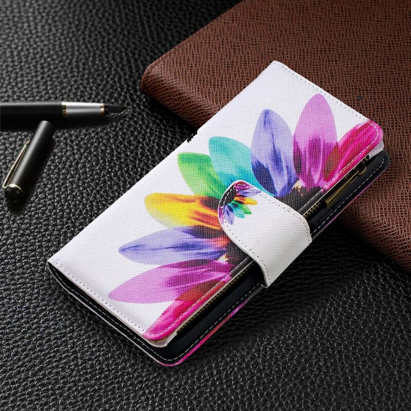 Flip Cover Xiaomi Mi 10T Lite / Redmi Note 9 Pro 5G Blomsterlomme Med Lynlås