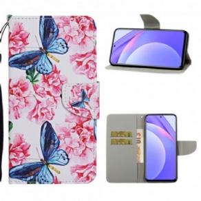 Flip Cover Xiaomi Mi 10T Lite / Redmi Note 9 Pro 5G Blomstersommerfugle-rem