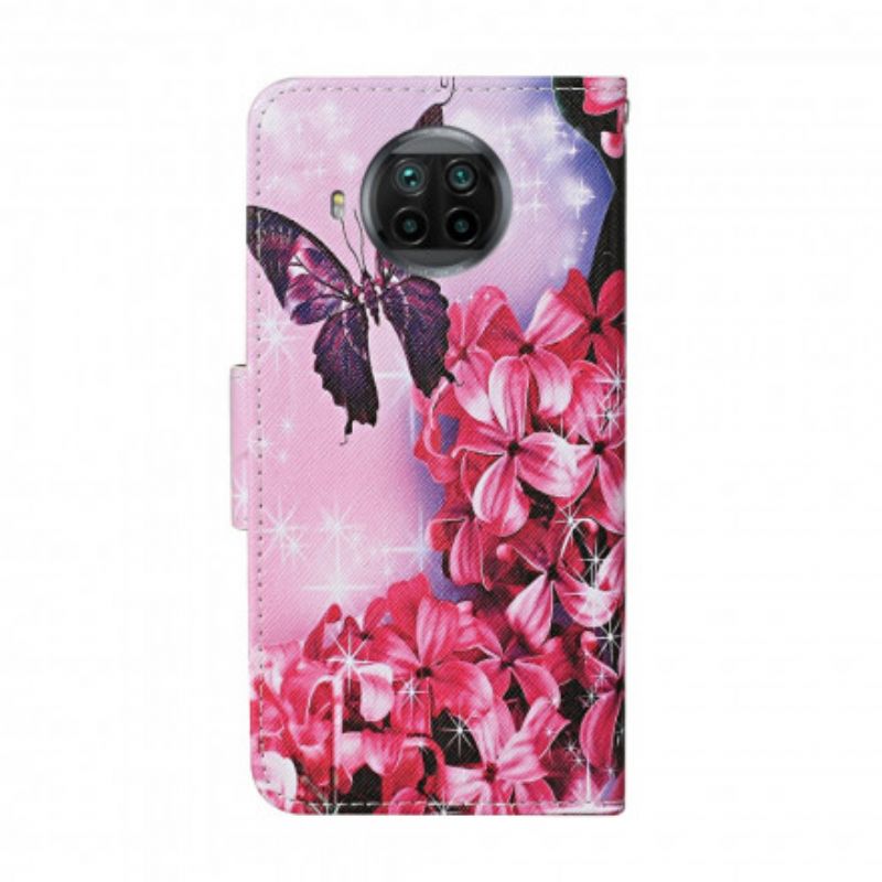 Flip Cover Xiaomi Mi 10T Lite / Redmi Note 9 Pro 5G Blomstersommerfugle-rem