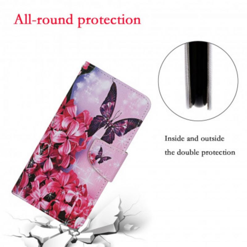 Flip Cover Xiaomi Mi 10T Lite / Redmi Note 9 Pro 5G Blomstersommerfugle-rem