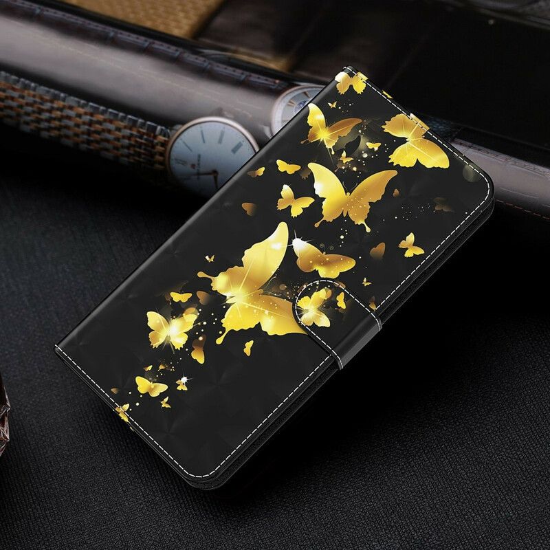 Flip Cover Xiaomi Mi 10T Lite / Redmi Note 9 Pro 5G Gule Sommerfugle