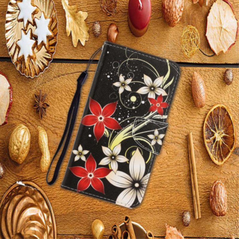 Flip Cover Xiaomi Mi 10T Lite / Redmi Note 9 Pro 5G Med Snor Farverige Stropblomster