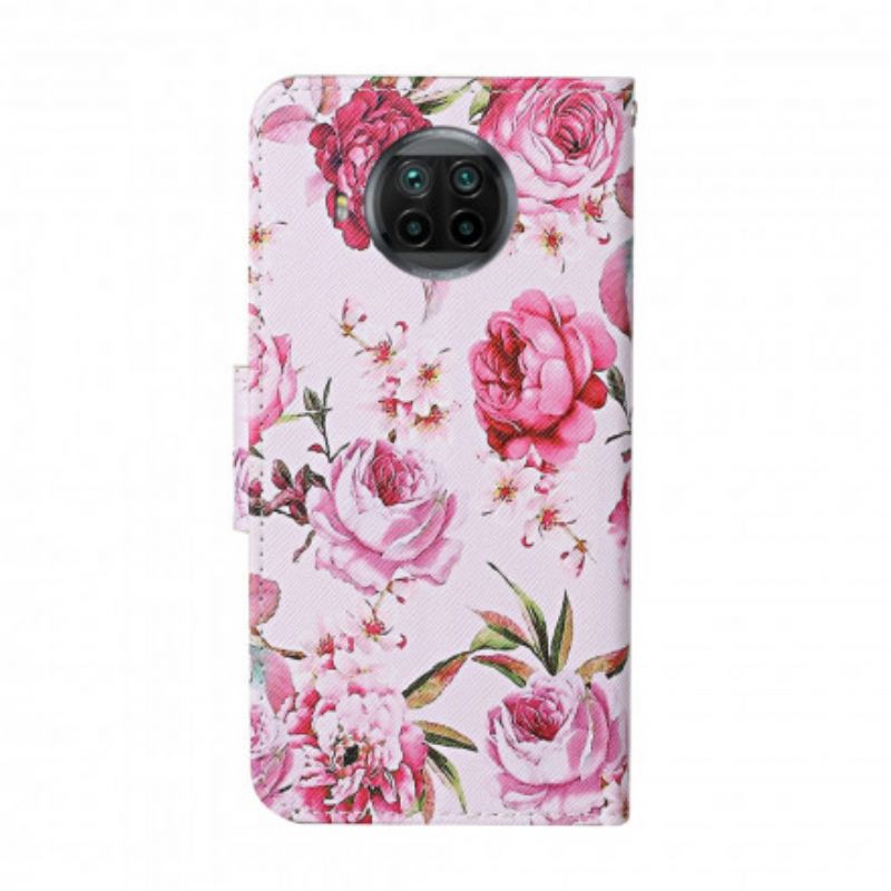 Flip Cover Xiaomi Mi 10T Lite / Redmi Note 9 Pro 5G Mestrede Blomster Med Rem