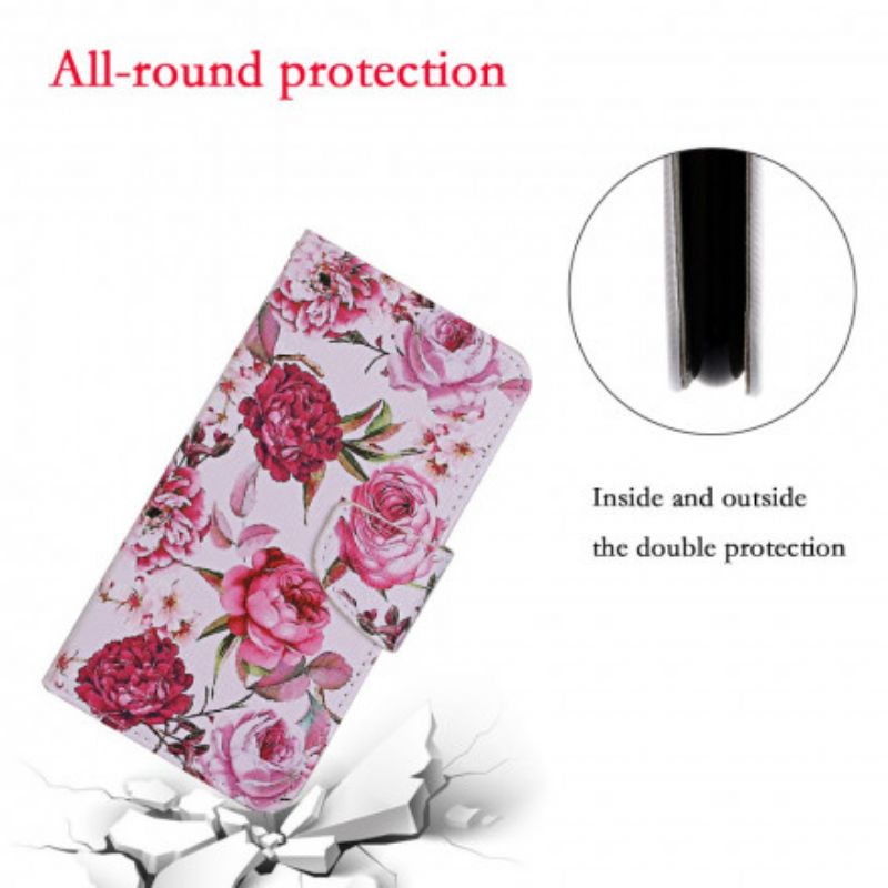 Flip Cover Xiaomi Mi 10T Lite / Redmi Note 9 Pro 5G Mestrede Blomster Med Rem