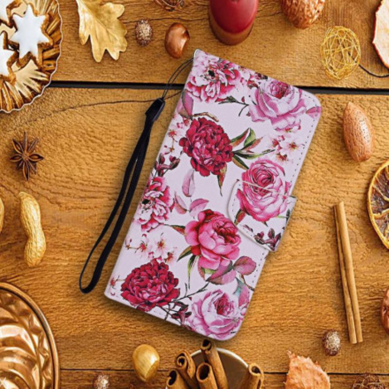 Flip Cover Xiaomi Mi 10T Lite / Redmi Note 9 Pro 5G Mestrede Blomster Med Rem