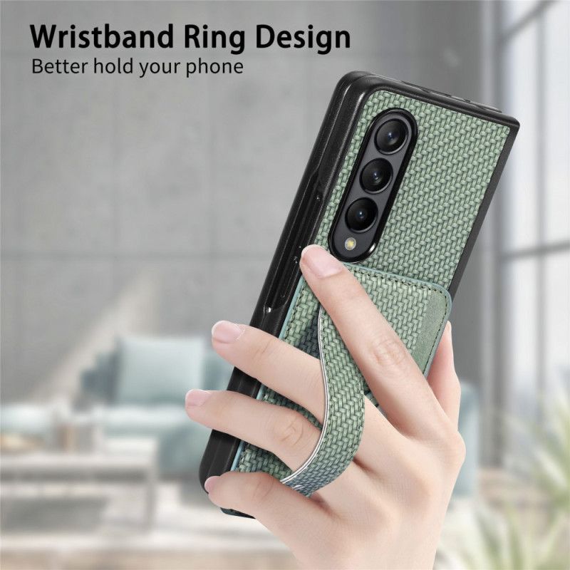 Cover Til Samsung Galaxy Z Fold 5 Carbon Fiber Card Holder Og Rem