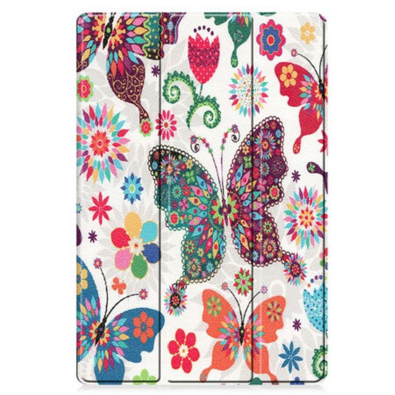 Cover Samsung Galaxy Tab S8 Plus / Tab S7 Plus Forbedrede Sommerfugle Og Blomster