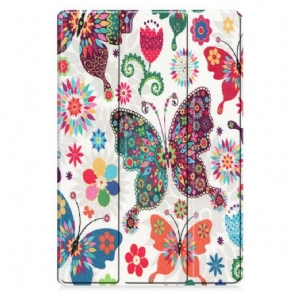 Cover Samsung Galaxy Tab S8 Plus / Tab S7 Plus Forbedrede Sommerfugle Og Blomster