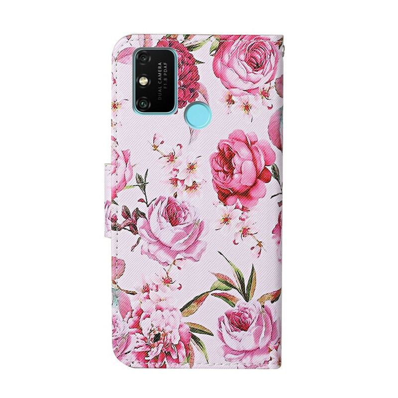 Læder Cover Honor 9A Retro Liberty Blomster