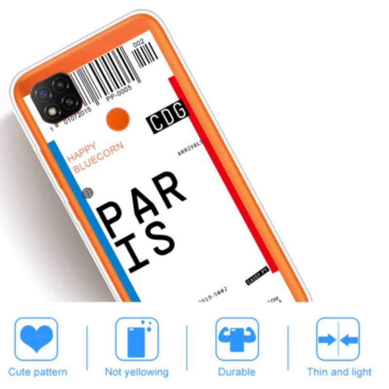 Cover Xiaomi Redmi 9C Boardingkort Til Paris