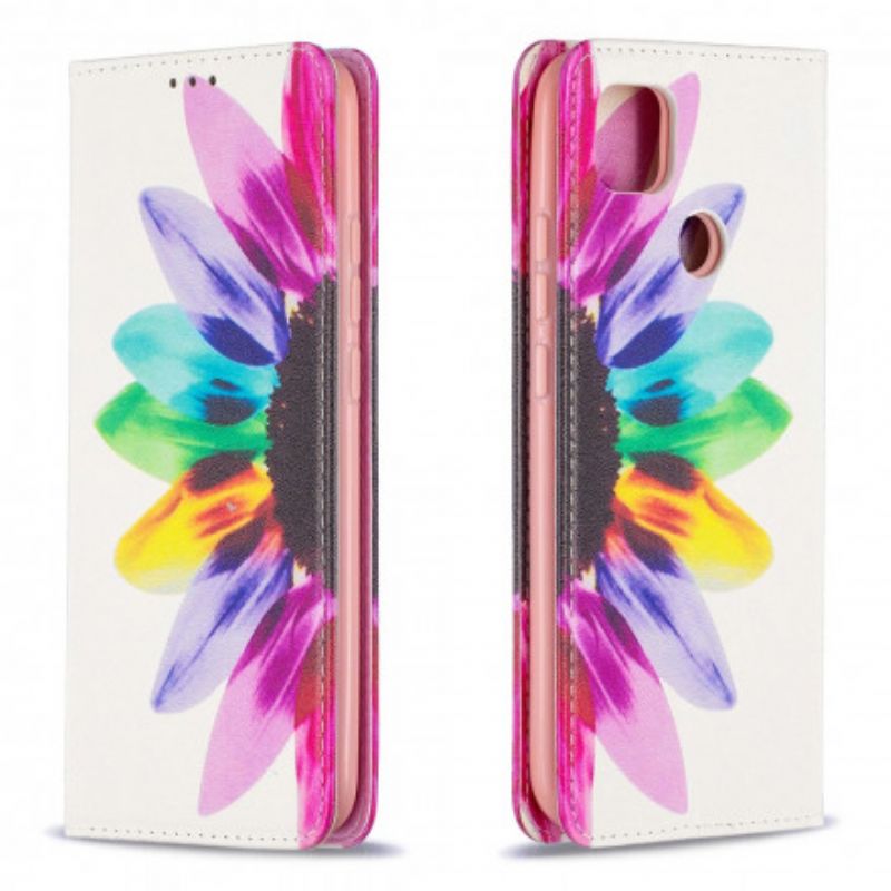 Cover Xiaomi Redmi 9C Flip Cover Akvarelblomst