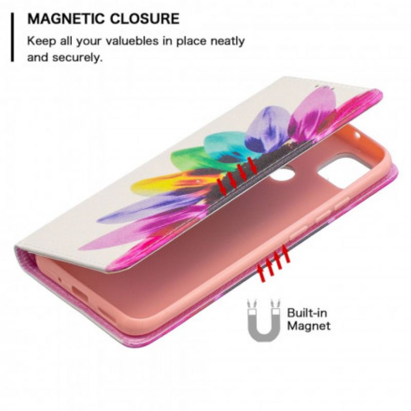 Cover Xiaomi Redmi 9C Flip Cover Akvarelblomst