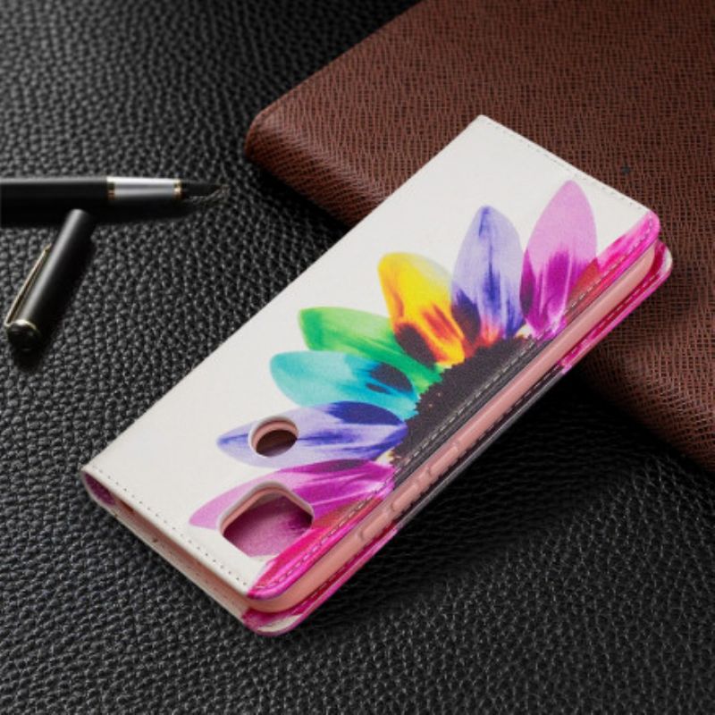 Cover Xiaomi Redmi 9C Flip Cover Akvarelblomst