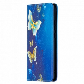 Cover Xiaomi Redmi 9C Flip Cover Farverige Sommerfugle