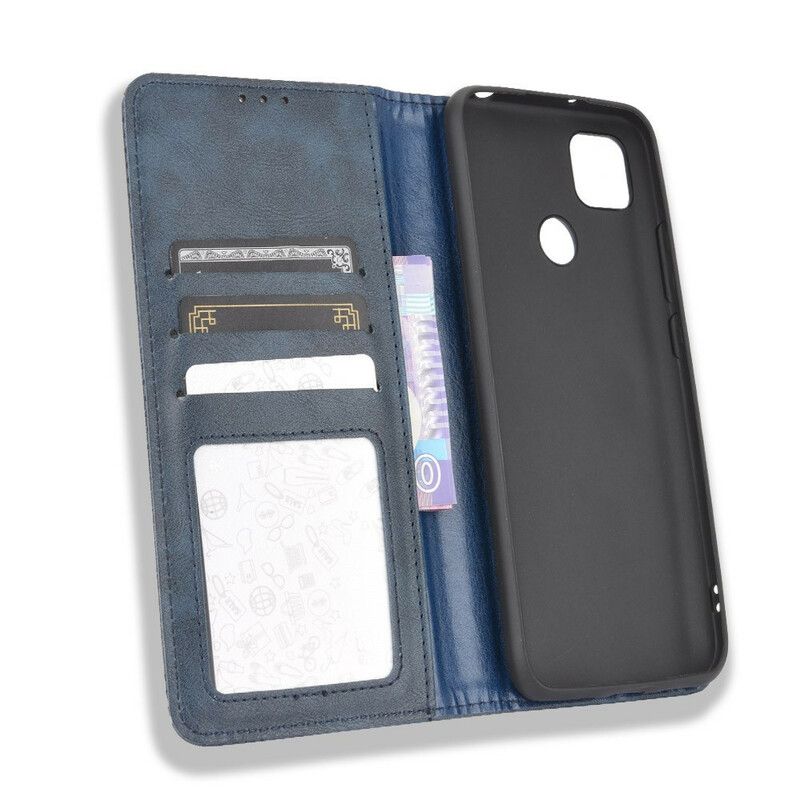 Cover Xiaomi Redmi 9C Flip Cover Vintage Stiliseret Lædereffekt