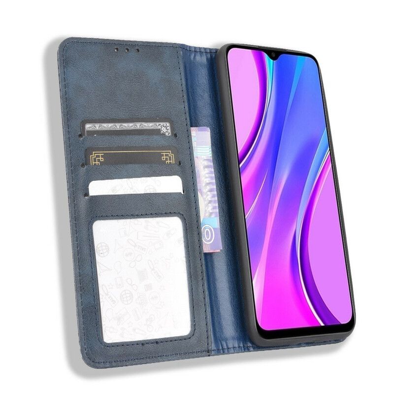 Cover Xiaomi Redmi 9C Flip Cover Vintage Stiliseret Lædereffekt