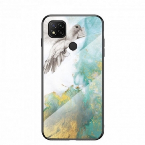 Cover Xiaomi Redmi 9C Marmorfarver Hærdet Glas