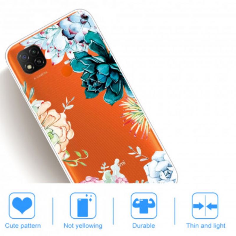 Cover Xiaomi Redmi 9C Sømløse Akvarelblomster