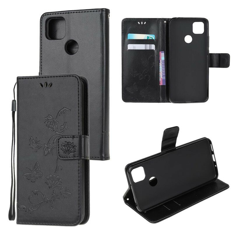 Flip Cover Xiaomi Redmi 9C Asiatiske Sommerfugle Og Blomster