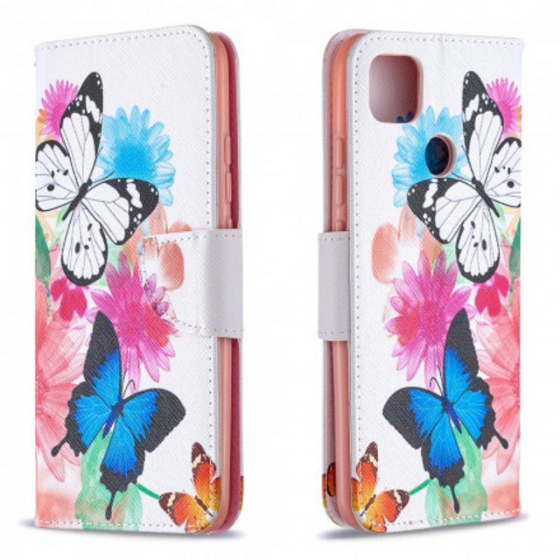 Flip Cover Xiaomi Redmi 9C Fantastiske Farverige Sommerfugle