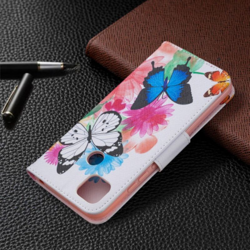 Flip Cover Xiaomi Redmi 9C Fantastiske Farverige Sommerfugle