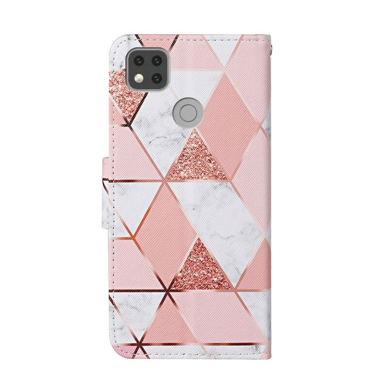 Flip Cover Xiaomi Redmi 9C Marmor Og Glittertrekant