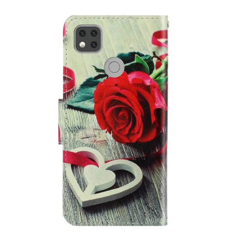 Flip Cover Xiaomi Redmi 9C Med Snor Romantisk Strappy Rose