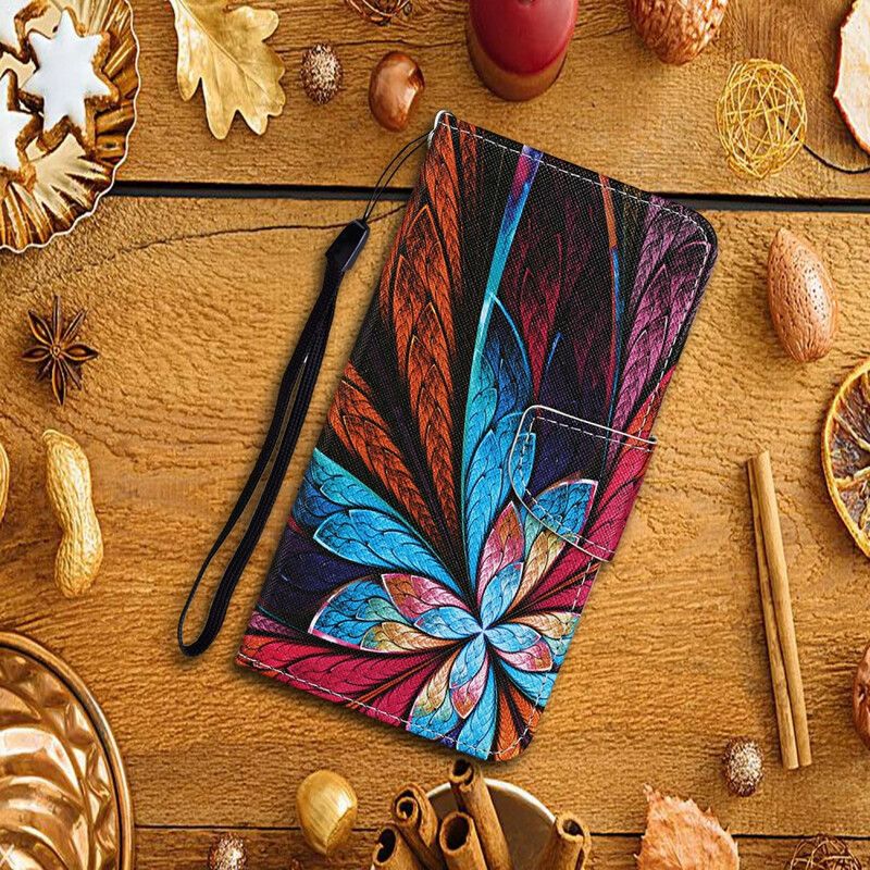 Læder Cover Xiaomi Redmi 9C Påfugleblomst