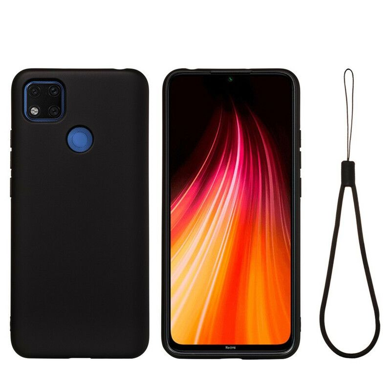 Mobilcover Xiaomi Redmi 9C Flydende Silikone Med Snor