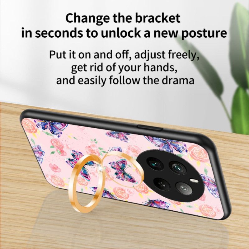 Cover Til Realme 12 Pro / 12 Pro Plus Ring-support Butterfly Series Af Hærdet Glas