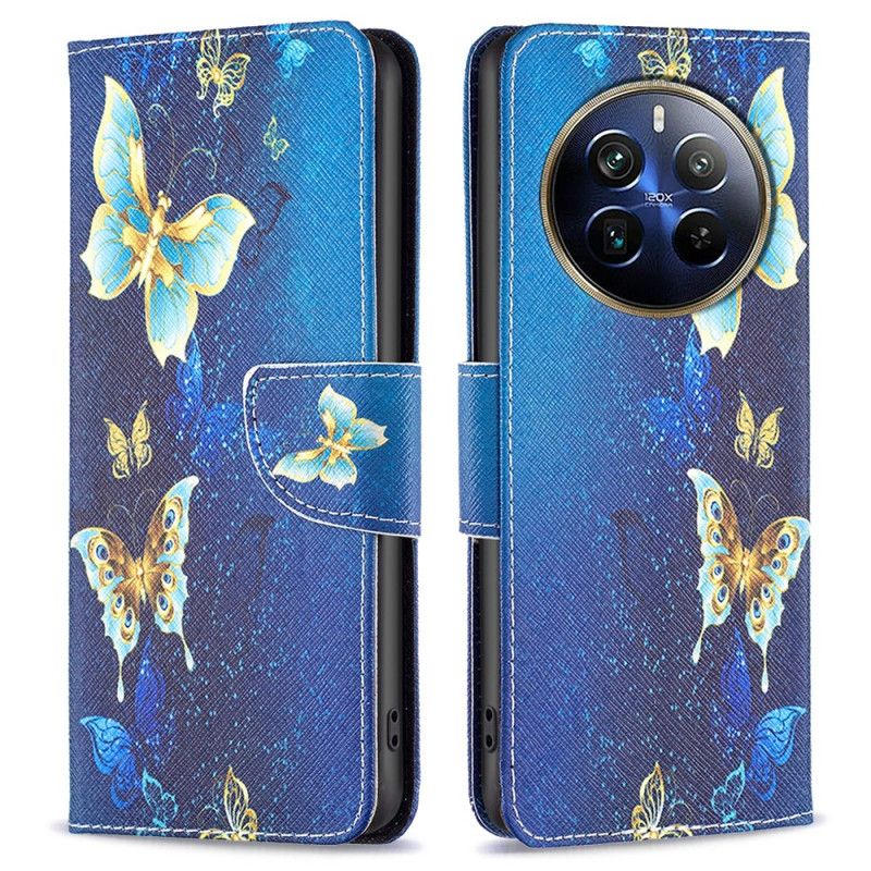 Flip Cover Realme 12 Pro / 12 Pro Plus Gyldne Sommerfugle