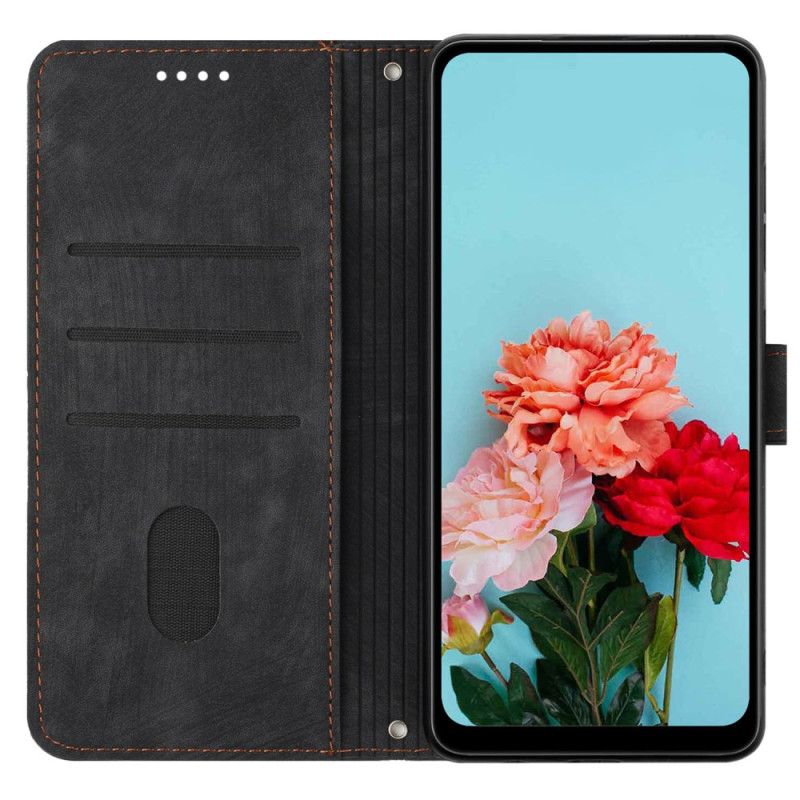 Læder Cover Realme 12 Pro / 12 Pro Plus Telefon Etui Geometriske Stroplinjer