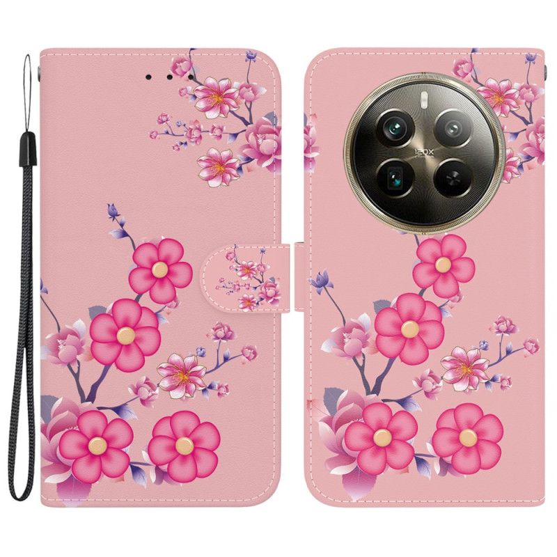 Læder Cover Realme 12 Pro / 12 Pro Plus Telefon Etui Sakura Med Rem