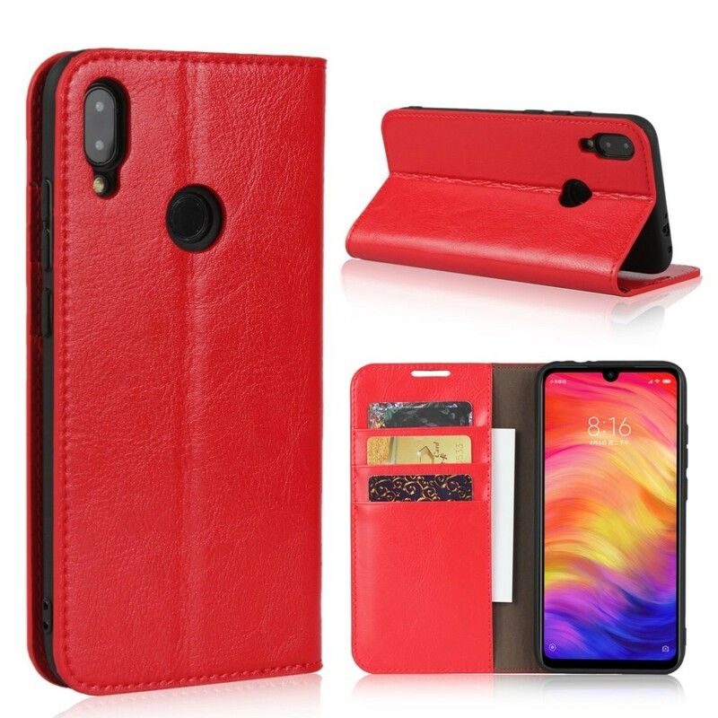 Cover Xiaomi Redmi Note 7 Flip Cover Ægte Ældret Læder