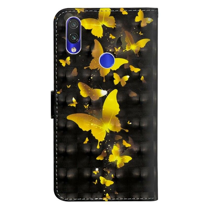 Flip Cover Xiaomi Redmi Note 7 Gule Sommerfugle