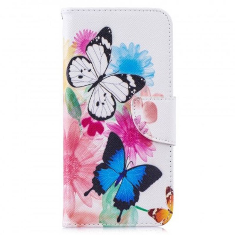 Flip Cover Xiaomi Redmi Note 7 Malede Sommerfugle Og Blomster