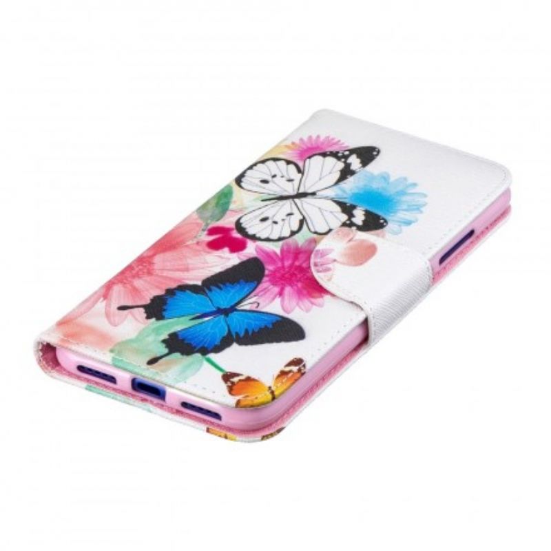 Flip Cover Xiaomi Redmi Note 7 Malede Sommerfugle Og Blomster