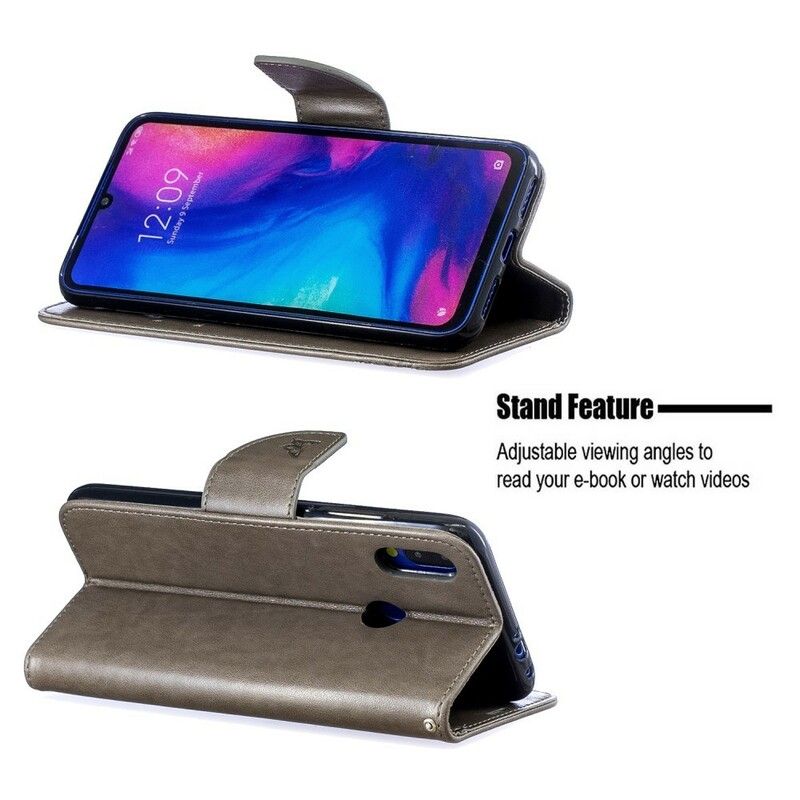 Flip Cover Xiaomi Redmi Note 7 Med Snor Strop Med Sommerfugletryk