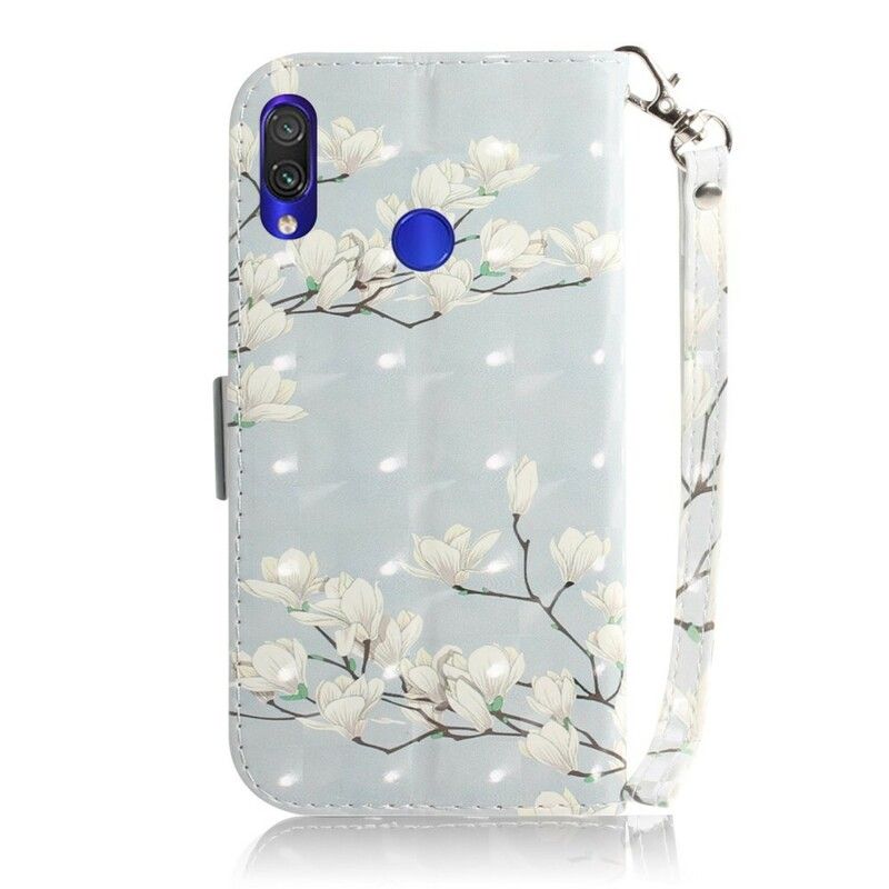 Flip Cover Xiaomi Redmi Note 7 Med Snor Thong Blomstertræ